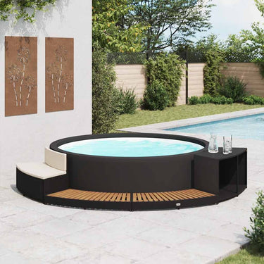 Vidaxl spa-ombouw poly rattan en acaciahout zwart