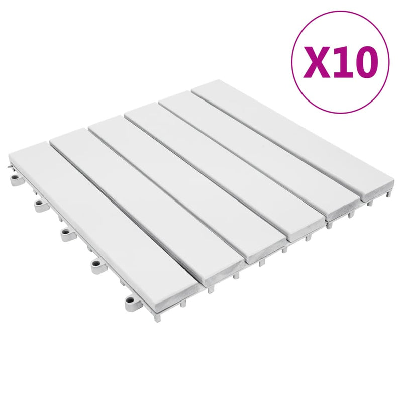 Load image into Gallery viewer, VidaXL Terrastegels 10 st 30x30 cm massief acaciahout wit

