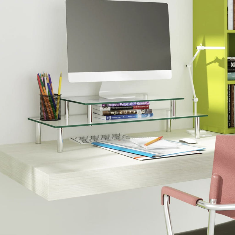 Afbeelding laden in galerijviewer, Vidaxl monitorstandaard 2-laags transparant glas
