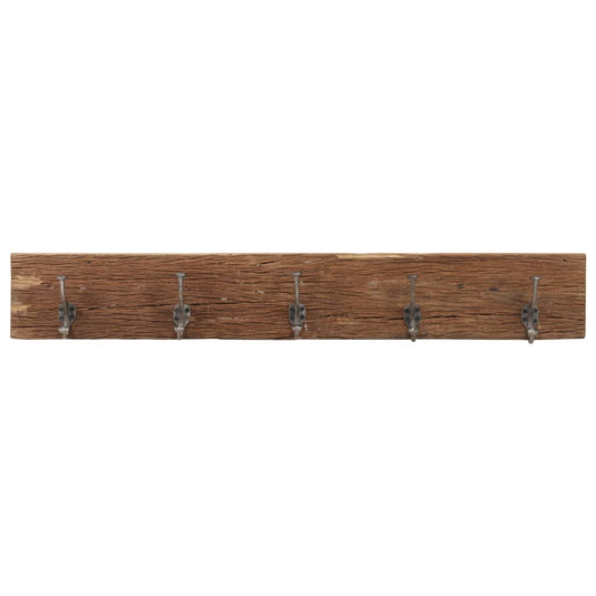 Vidaxl wandkapstok met 5 haken 100x2,5x15 cm massief gerecycled hout