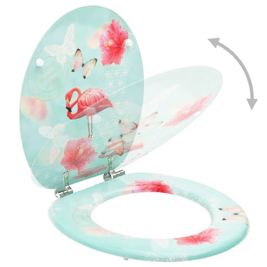 Vidaxl toiletbrillen met deksel 2 st flamingo mdf