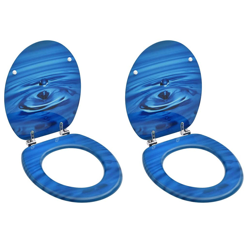 Load image into Gallery viewer, Vidaxl toiletbrillen met deksel 2 st waterdruppel mdf blauw
