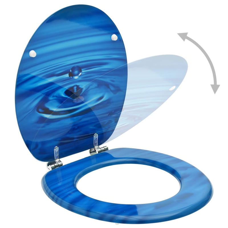 Load image into Gallery viewer, Vidaxl toiletbrillen met deksel 2 st waterdruppel mdf blauw
