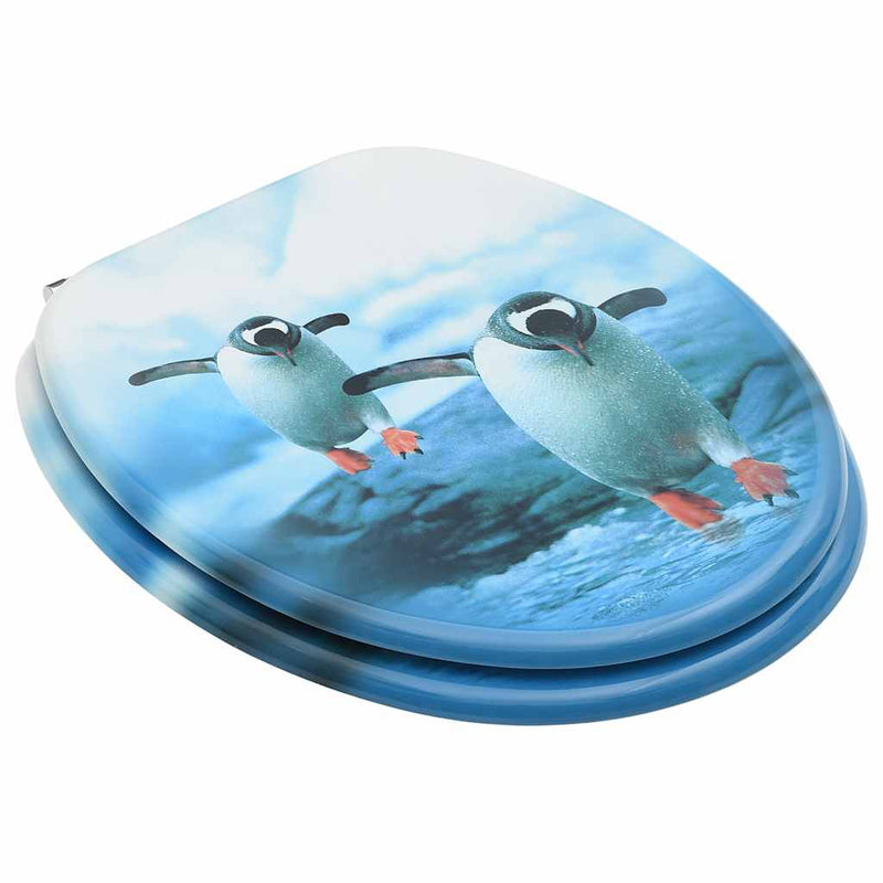Load image into Gallery viewer, VidaXL Toiletbrillen met deksel 2 st pinguïn MDF
