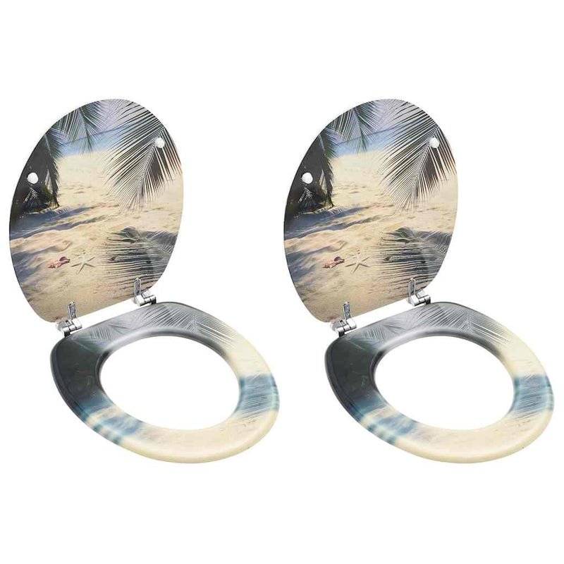 Load image into Gallery viewer, VidaXL Toiletbrillen met deksel 2 st strand MDF
