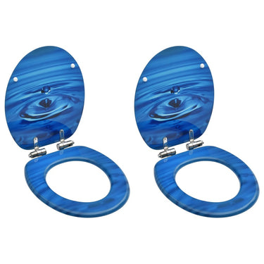 Vidaxl toiletbrillen met soft-close deksel 2 st waterdruppel mdf blauw