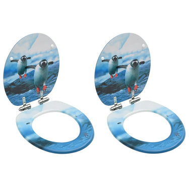 Vidaxl toiletbrillen met soft-close deksel 2 st pinguïn mdf