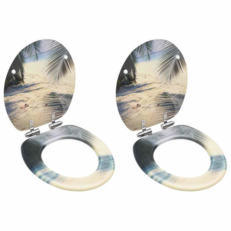 Load image into Gallery viewer, Vidaxl toiletbrillen met soft-close deksel 2 st strand mdf
