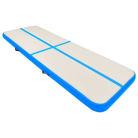 Vidaxl gymnastiekmat met pomp opblaasbaar 400x100x15 cm pvc blauw