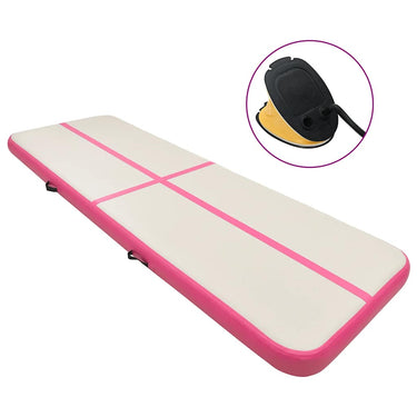 Vidaxl gymnastiekmat met pomp opblaasbaar 500x100x15 cm pvc roze
