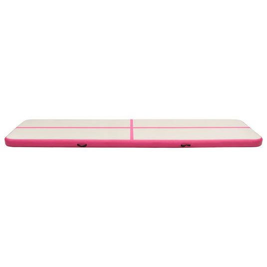 Vidaxl gymnastiekmat met pomp opblaasbaar 600x100x15 cm pvc roze