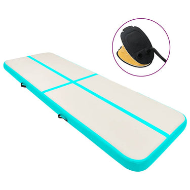 Vidaxl gymnastiekmat met pomp opblaasbaar 800x100x15 cm pvc groen
