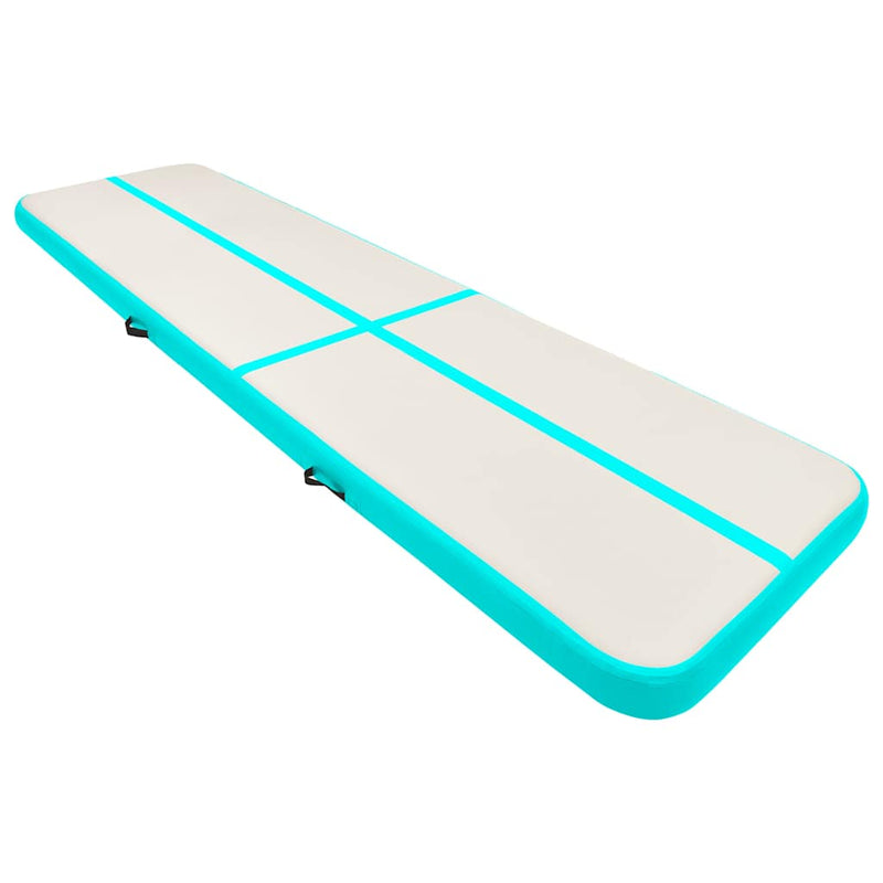 Load image into Gallery viewer, Vidaxl gymnastiekmat met pomp opblaasbaar 800x100x15 cm pvc groen
