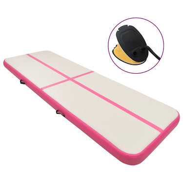 Vidaxl gymnastiekmat met pomp opblaasbaar 300x100x20 cm pvc roze