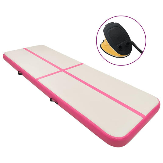 Vidaxl gymnastiekmat met pomp opblaasbaar 800x100x20 cm pvc roze