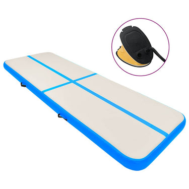 Vidaxl gymnastiekmat met pomp opblaasbaar 800x100x20 cm pvc blauw