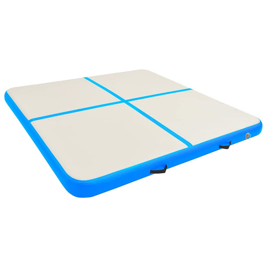 Vidaxl gymnastiekmat met pomp opblaasbaar 200x200x10 cm pvc blauw