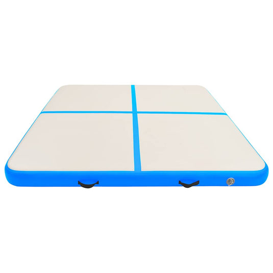 Vidaxl gymnastiekmat met pomp opblaasbaar 200x200x10 cm pvc blauw