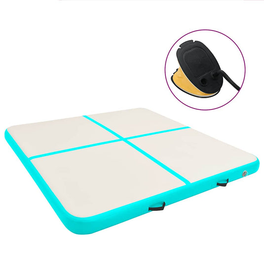 Vidaxl gymnastiekmat met pomp opblaasbaar 200x200x10 cm pvc groen