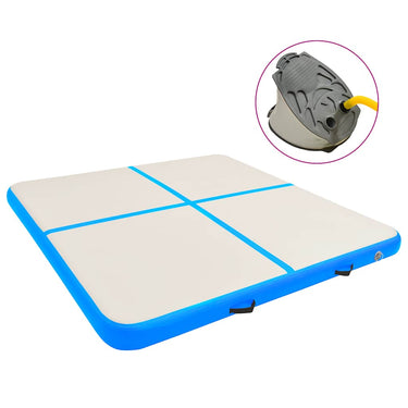 Vidaxl gymnastiekmat met pomp opblaasbaar 200x200x20 cm pvc blauw