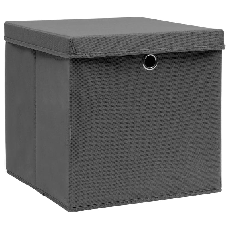 Load image into Gallery viewer, Vidaxl opbergboxen met deksel 4 st 28x28x28 cm zwart
