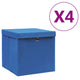 Vidaxl opbergboxen met deksel 4 st 28x28x28 cm blauw