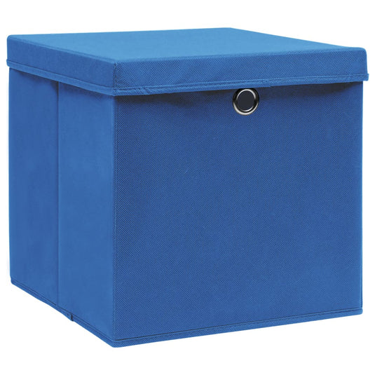 Vidaxl opbergboxen met deksel 4 st 28x28x28 cm blauw