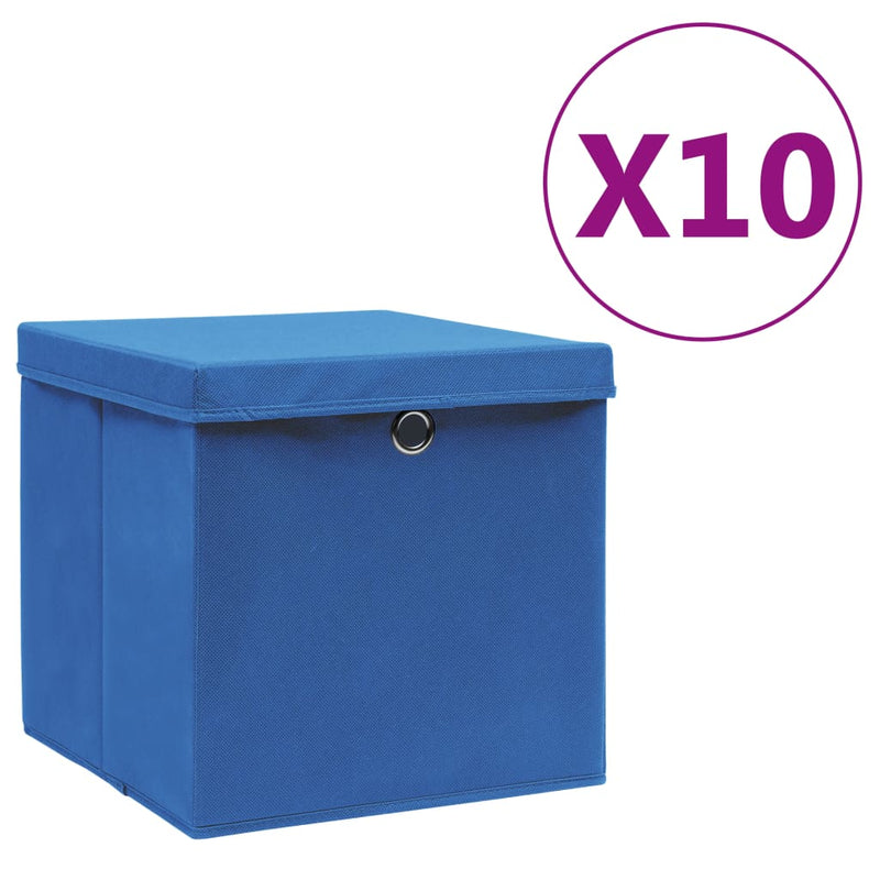 Load image into Gallery viewer, Vidaxl opbergboxen met deksel 4 st 28x28x28 cm blauw
