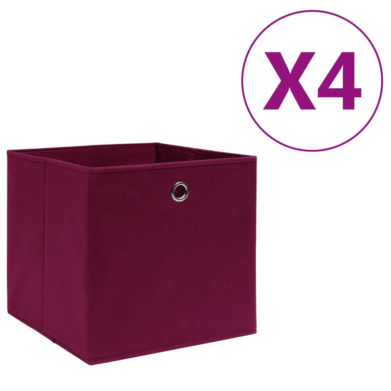 Load image into Gallery viewer, Vidaxl opbergboxen 4 st 28x28x28 cm nonwoven stof donkerrood
