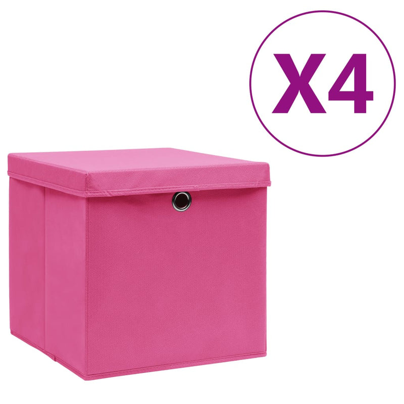Load image into Gallery viewer, Vidaxl opbergboxen met deksel 4 st 28x28x28 cm roze

