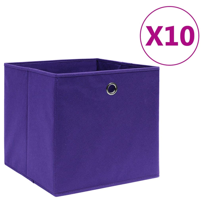 Load image into Gallery viewer, Vidaxl opbergboxen 10 st 28x28x28 cm nonwoven stof paars
