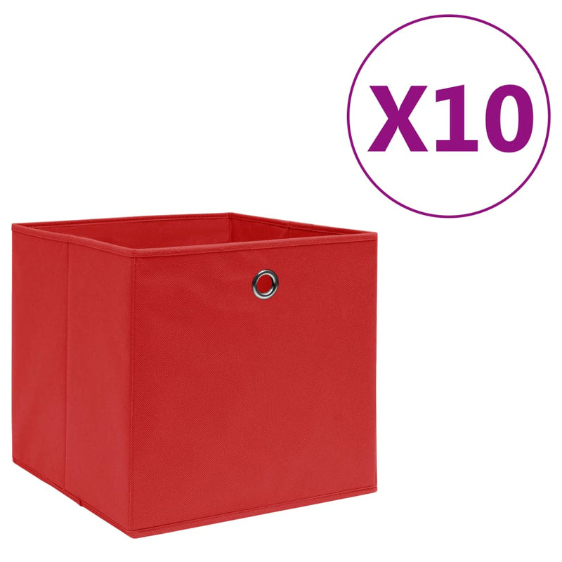 Load image into Gallery viewer, Vidaxl opbergboxen 10 st 28x28x28 cm nonwoven stof rood
