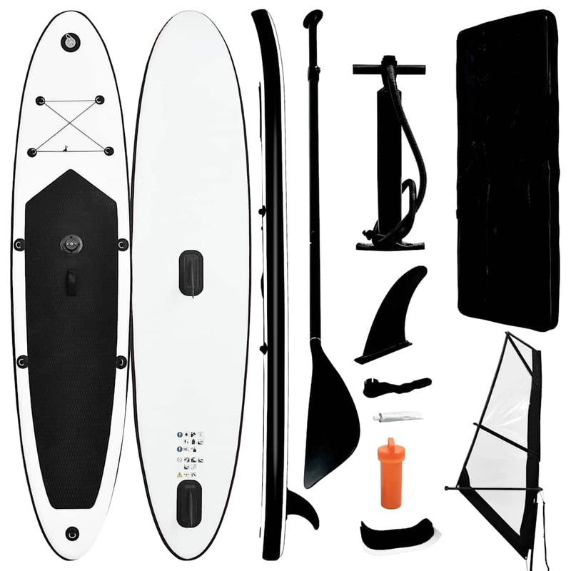 Load image into Gallery viewer, Vidaxl stand up paddleboard opblaasbaar met zeilset zwart en wit
