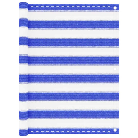 Vidaxl balkonscherm 90x400 cm hdpe blauw en wit