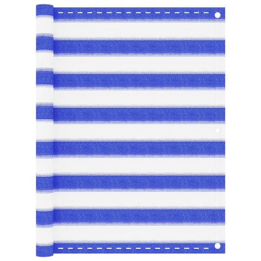 Vidaxl balkonscherm 90x600 cm hdpe blauw en wit