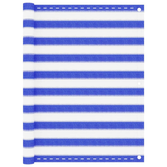 Vidaxl balkonscherm 120x400 cm hdpe blauw en wit