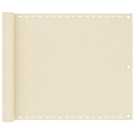 Vidaxl balkonscherm 75x500 cm hdpe crèmekleurig
