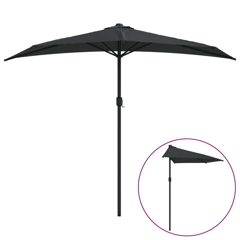 Load image into Gallery viewer, Vidaxl balkonparasol half met aluminium paal 270x144x222 cm zwart

