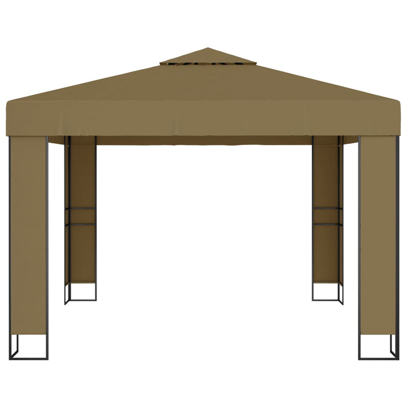 Afbeelding laden in galerijviewer, Vidaxl prieel met dubbel dak 180 g m² 3x3x2,7 m taupe
