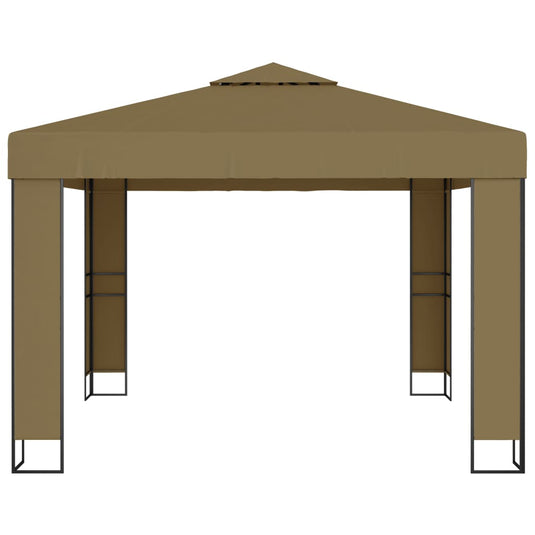 Vidaxl prieel met dubbel dak 180 g m² 3x3x2,7 m taupe