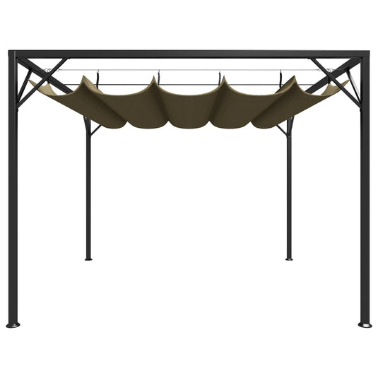 VidaXL Tuinprieel met uittrekbaar dak 180 g m² 3x3 m taupe