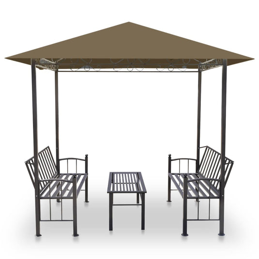 VidaXL Tuinpaviljoen met tafel en bankjes 180 g m² 2,5x1,5x2,4 m taupe