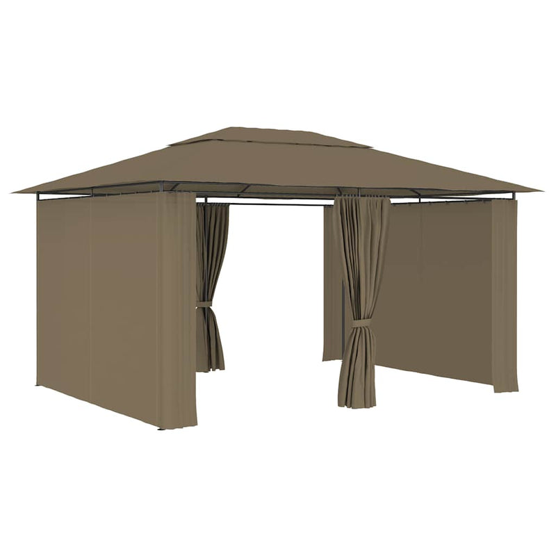 Load image into Gallery viewer, Vidaxl tuinpaviljoen met gordijnen 180 g m² 4x3 m taupe
