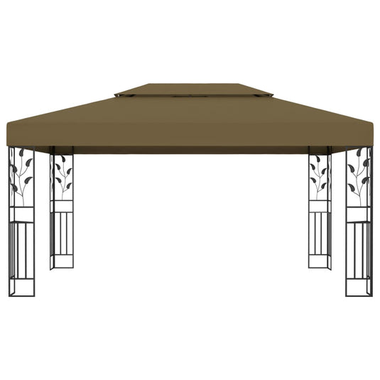 VidaXL Prieel met dubbel dak 180 g m² 3x4 m taupe