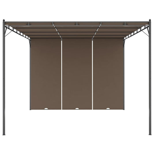VidaXL Tuinprieel met zijgordijn 4x3x2,25 m taupe