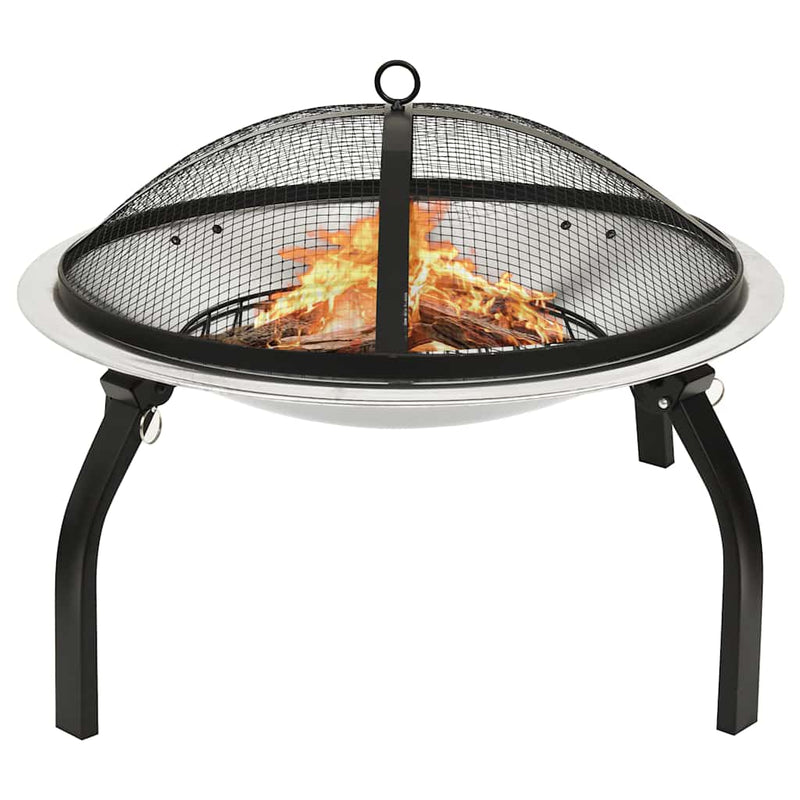 Load image into Gallery viewer, Vidaxl vuurschaal en barbecue 2-in-1 met pook 56x56x49 cm rvs
