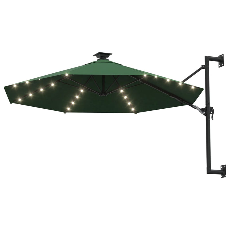 Load image into Gallery viewer, Vidaxl wandparasol met led's 300 cm groen
