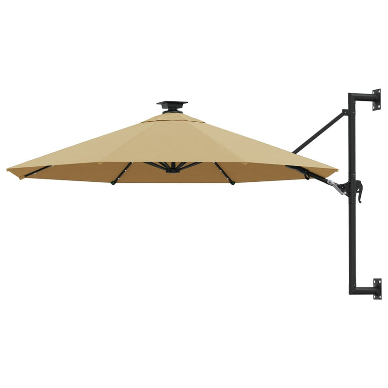 Load image into Gallery viewer, Vidaxl wandparasol met led's 300 cm taupe
