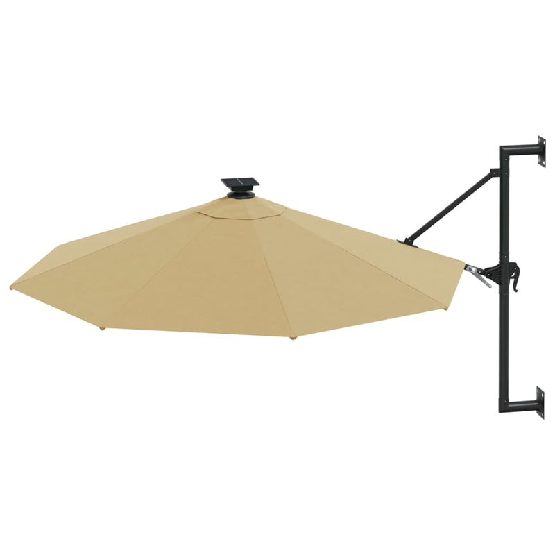 Load image into Gallery viewer, Vidaxl wandparasol met led's 300 cm taupe
