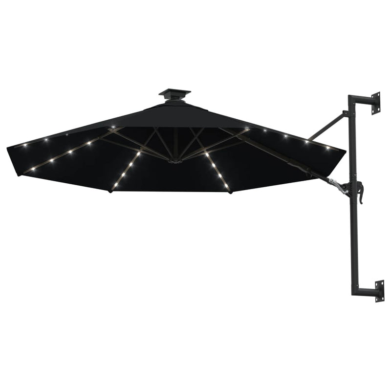 Load image into Gallery viewer, Vidaxl wandparasol met led's 300 cm zwart
